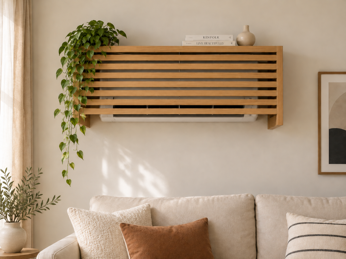 Handmade Wooden Air Conditioner Cover – Extended Side Panels
