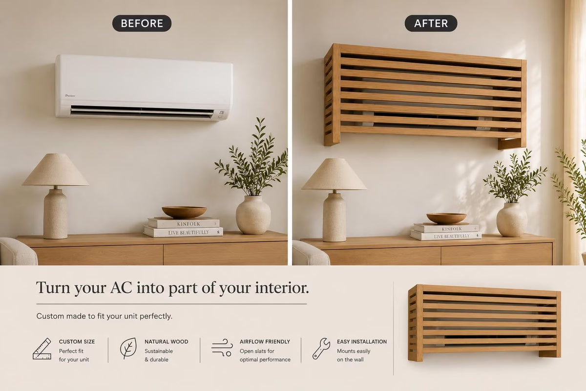 Handmade Wooden Air Conditioner Cover – Extended Side Panels