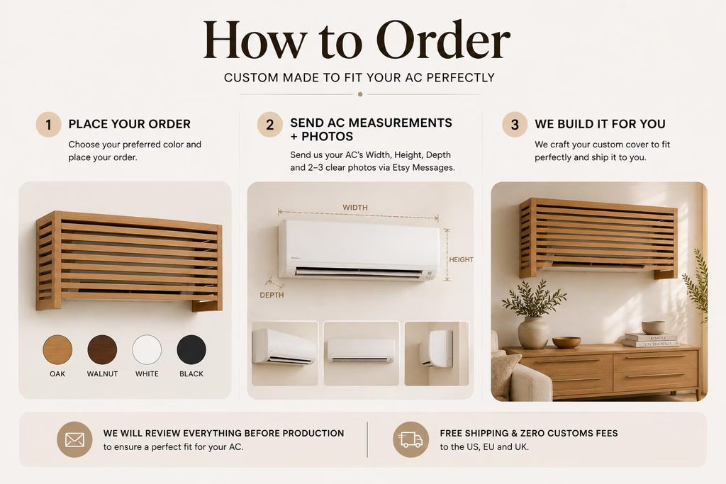 Handmade Wooden Air Conditioner Cover – Extended Side Panels