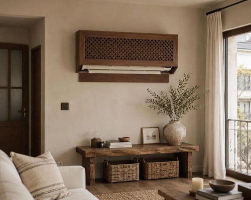 Handmade Wooden Air Conditioner Cover – Lattice Front