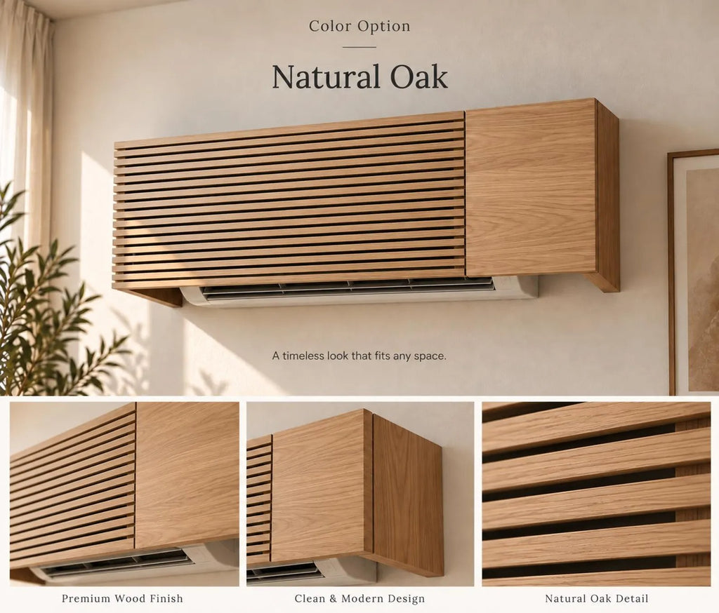 Solid Wood Air Conditioner Cover – Handmade Slatted AC Cover