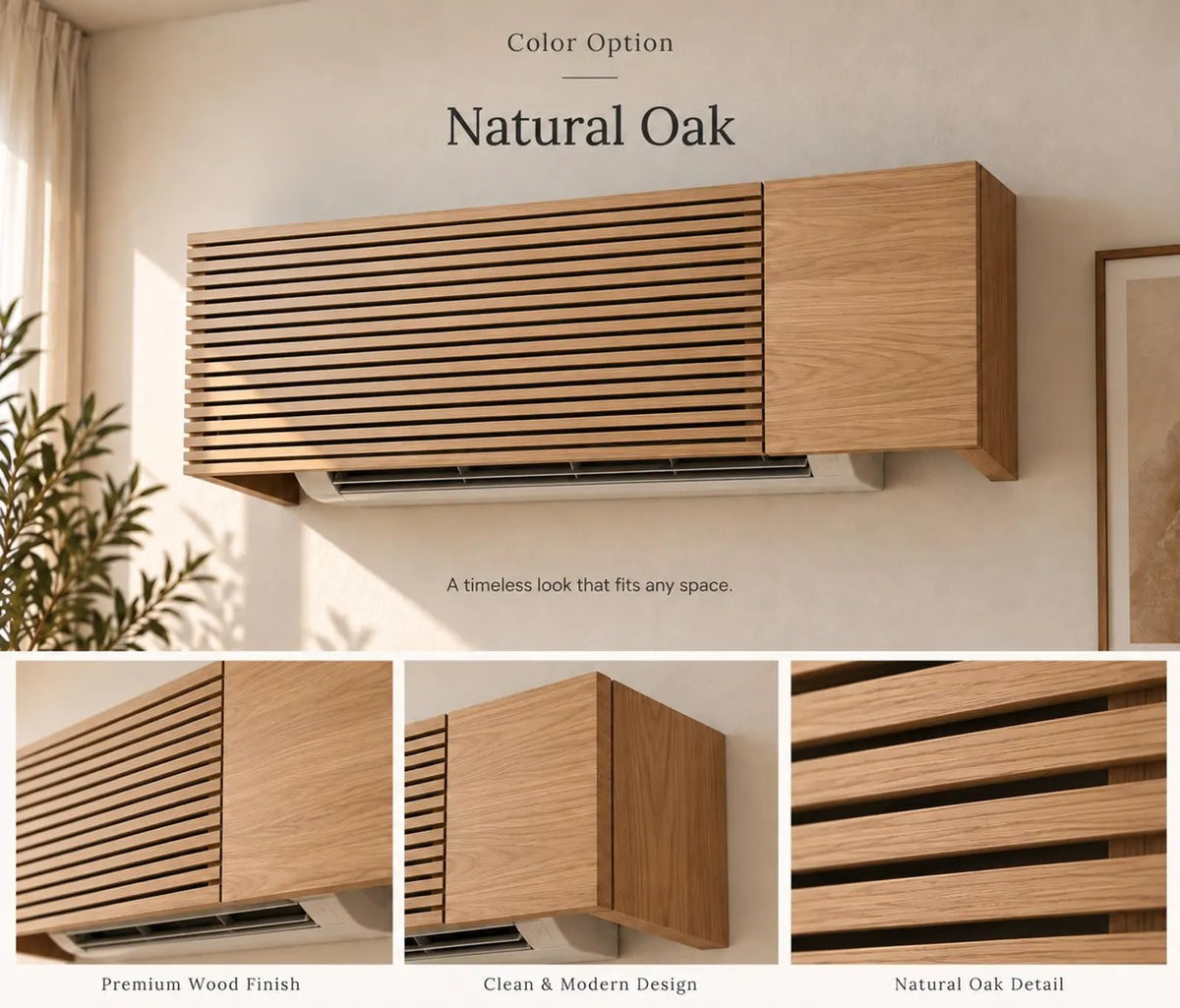 Solid Wood Air Conditioner Cover – Handmade Slatted AC Cover