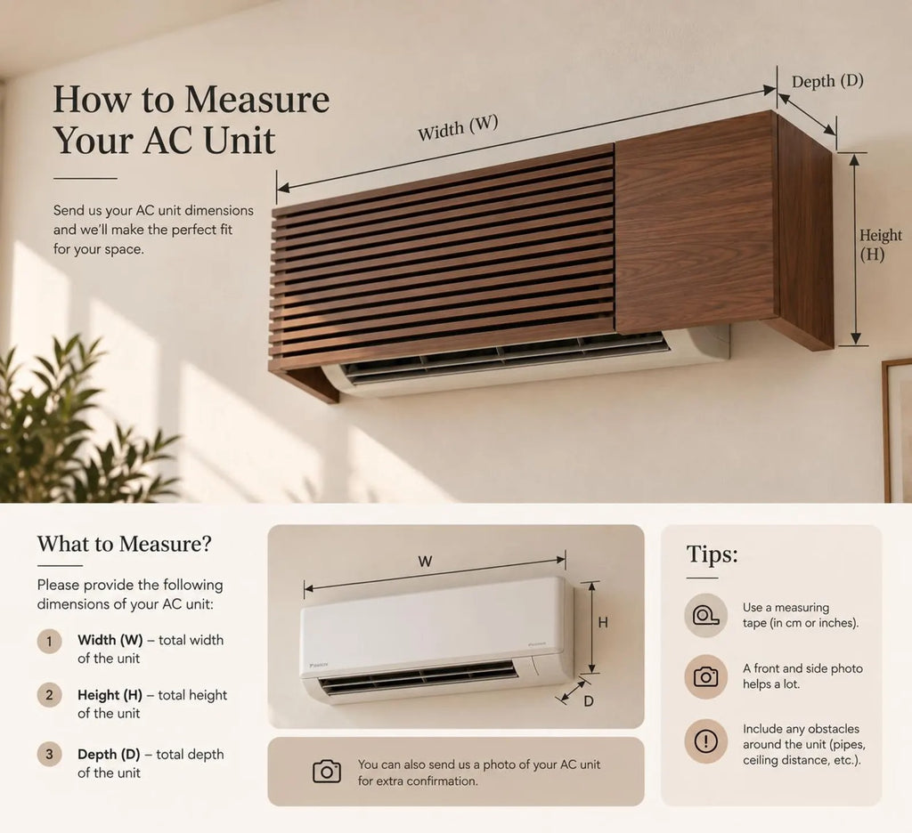 Solid Wood Air Conditioner Cover – Handmade Slatted AC Cover